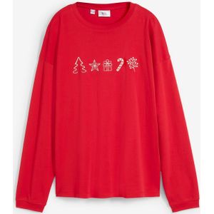 Kerst longsleeve met borduursel, oversized