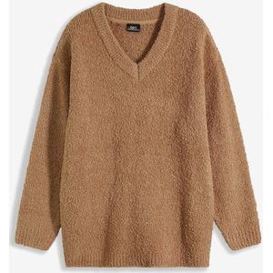 Bouclé trui met V-hals