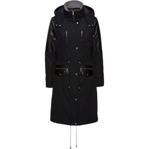 Lange parka met imitatieleer