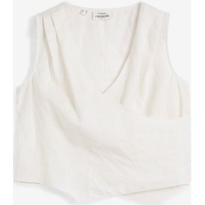 Linnen blousetop in wikkellook