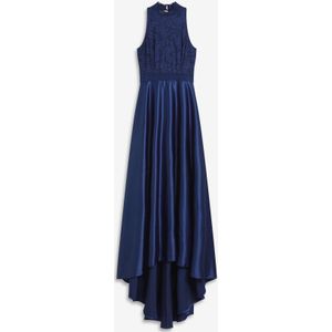 Maxi jurk met kant van glanzend satijn