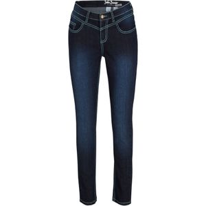 Skinny mid waist jeans met contrastnaden