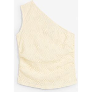 One shoulder top van gestructueerd materiaal