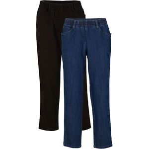 Mid waist jeans met comfortband, straight (set van 2)