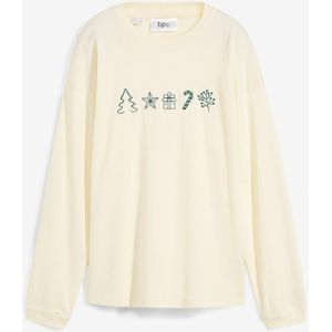 Kerst longsleeve met borduursel, oversized