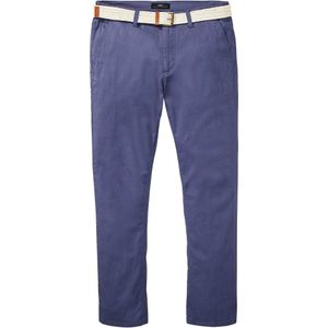 Regular fit stretch chino met comfort fit en riem, straight