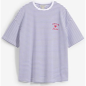 Gestreept T-shirt met borduursel