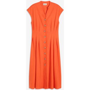 Midi jurk van een lichte linnenmix