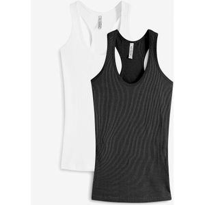 Geribde tanktop (set van 2)