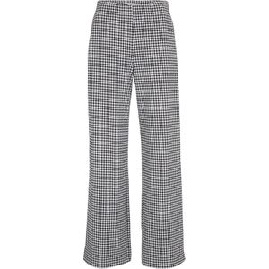 Stretch broek met pied-de-poule, wide leg