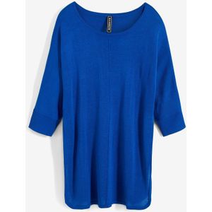 Lange, gebreide trui met 3/4 mouwen, wijd model