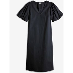 Midi jurk met ballonmouwen van biologisch katoen