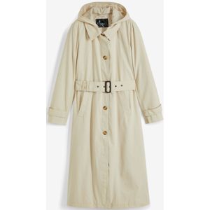 Lange jas in trenchcoat stijl met afneembare capuchon