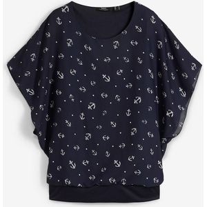 Blouse van crêpe georgette, korte mouw