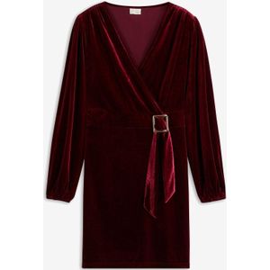 Mini jurk van zacht fluweel in wikkellook