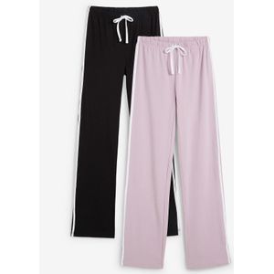 Jersey broek van katoen met stretch (set van 2)