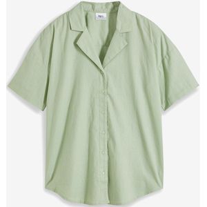 Luchtige oversized blouse met linnen, korte mouw