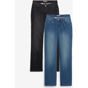 Mid waist jeans, straight (set van 2)