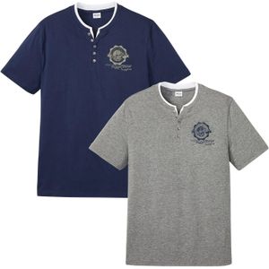 Henley shirt met korte mouwen (set van 2), van biologisch katoen