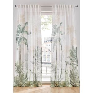 Gordijn met bladerprint (1 stuk)