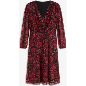 Gedessineerde midi jurk van mesh