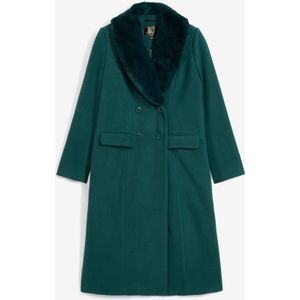 Lange jas met afneembare kraag van imitatiebont