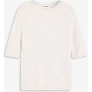 Trui met halflange mouwen, pailletten en glanzend garen