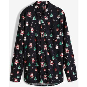 Overhemd van katoen met kerstprint en lange mouwen