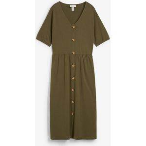 Katoenen midi jurk met knoopsluiting