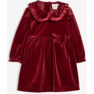 Babyjurk van fluweel met bubi kraag en strik