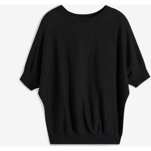 Gebreide Trui - Katoenmix - Wijde Ronde Hals - Vleermuismouwen