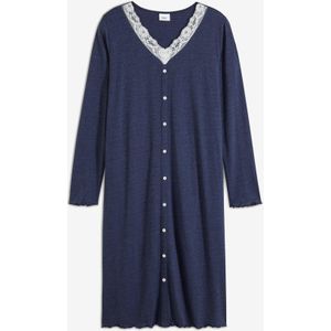 Nachtjapon met knoopsluiting en kant