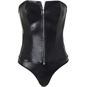 Bustier en string van imitatieleer (2-dlg. set)