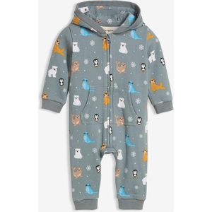 Baby sweat jumpsuit met capuchon van biologisch katoen