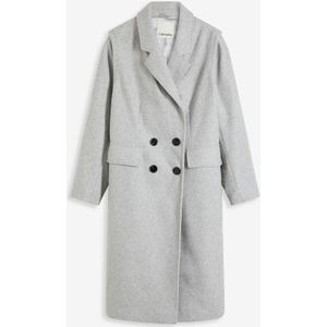 Donzige lange jas met afneembare mouwen