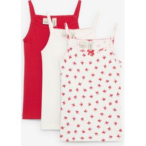 Geribde top met satijnen strik (set van 3)