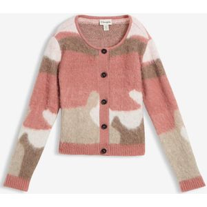 Fijngebreid vest met colorblocking en knoopsluiting