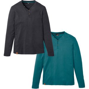 Henley longsleeve van biologisch katoen (set van 2)