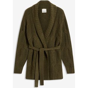 Grof gebreid vest met kabelpatroon