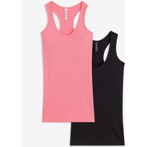 Geribde tanktop (set van 2)