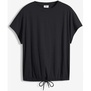 Shirt in een katoen-viscosemix met strikkoordje aan de zoom