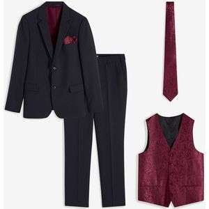 Slim fit trouwpak (5-dlg. set): colbert, broek, gilet, stropdas, pochet