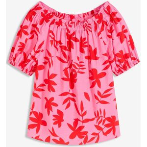 Gedessineerde Carmen blouse van een fijne viscosemix