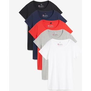 Shirt met ronde hals (set van 5)