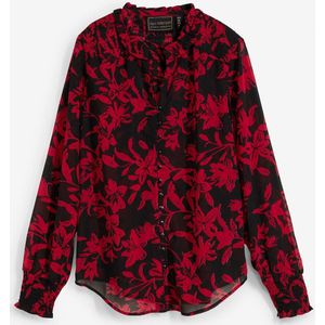 Chiffon blouse met smokwerk