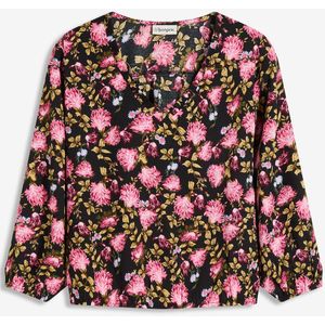 Chiffon blouse met bloemenprint en ruches aan de onderrand