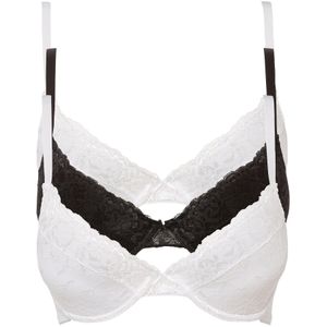 BODYFLIRT - Push-up Bh - Wit - Set van 3 - Met Fijn Kant