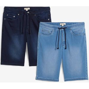 Sweat jeans bermuda met comfortband, regular fit (set van 2)