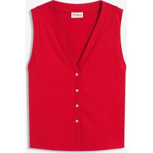 Mouwloos vest in een gebreide look