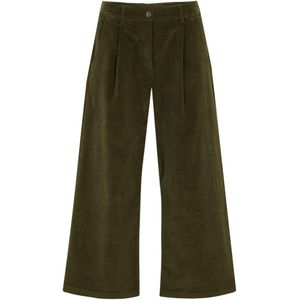 Wijde stretch corduroy culotte met high-waist comfortband, 7/8 lengte